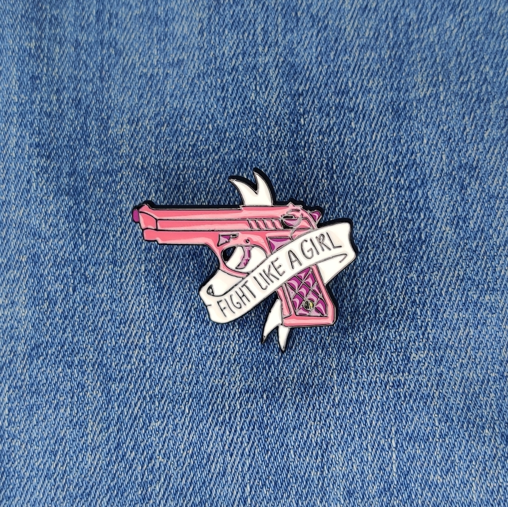 2/$20 "Fight Like a Girl" Feminism Enamel Pin - Picture 3 of 6